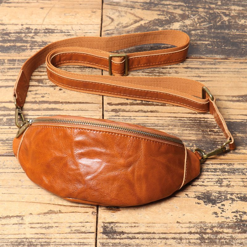 MOMOCOLOR Cowhide Messenger Nag Sports Waist Bag 2