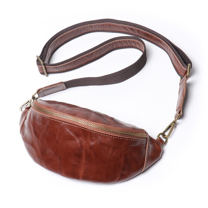 MOMOCOLOR Cowhide Messenger Nag Sports Waist Bag 8