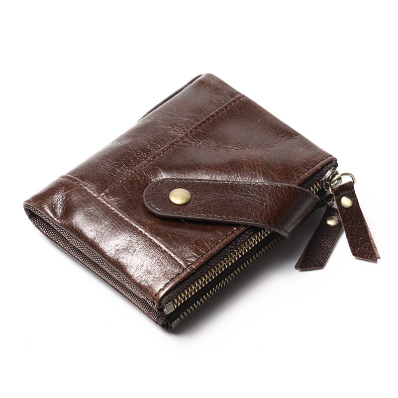 MOMOCOLOR Men Genuine Leather Zipper Wallet 2