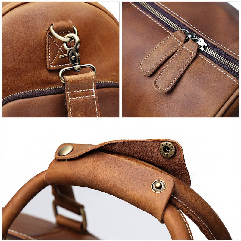 momocolor Men Genuine Leather Travel Bag 7