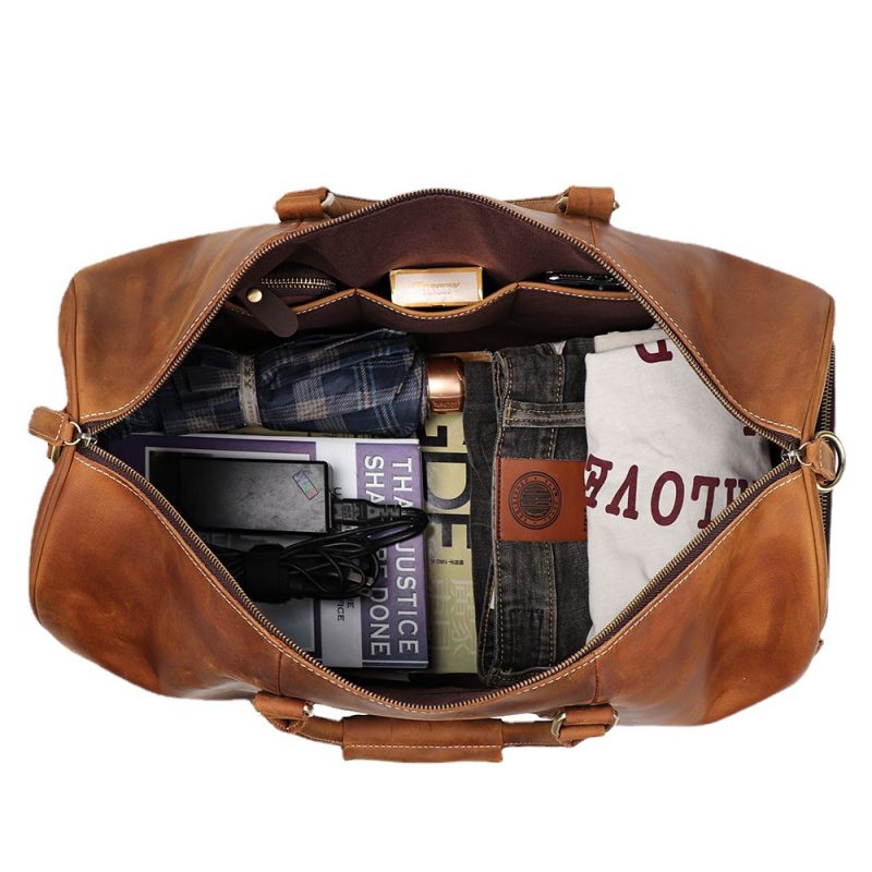 momocolor Men Genuine Leather Travel Bag 8