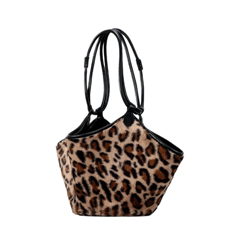 momocolor Plush Leopard Tote Bag 6